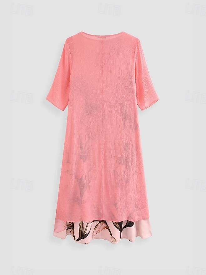 Dam Maxiklänning Sommarklänning Semester Ledigt cocktail Bröllopsgäst Födelsedag Dagligen Normal Nyans Blommig 3/4 ärm Rund hals Rodnande Rosa Sommar Vår 2025 - $36.99 –P3