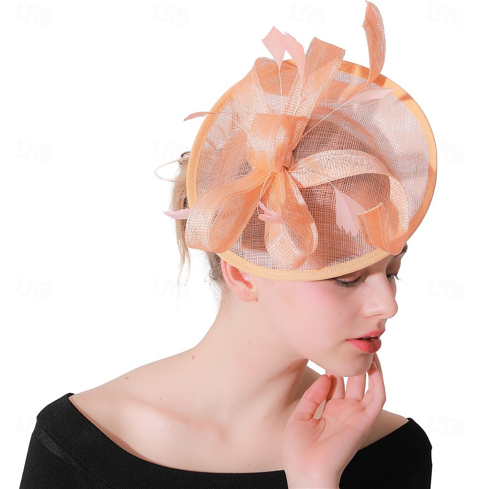 Kopfstück Federn Sinamay Hochzeit Abendgesellschaft Elegant Hochzeit Mit Feder Kopfschmuck Kopfbedeckung 2025 - $31.99 –P1