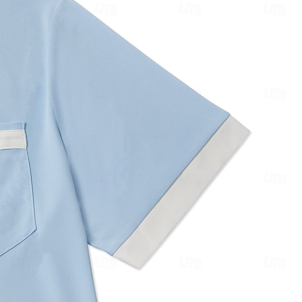 Men's Golf Shirt Pique Polo Shirt Work Casual Lapel Ribbed Polo Collar Short Sleeve Basic Modern Color Block Pocket Summer Regular Fit White Light Blue Burgundy Navy Blue Grey Golf Shirt 2025 - $16.49 –P8