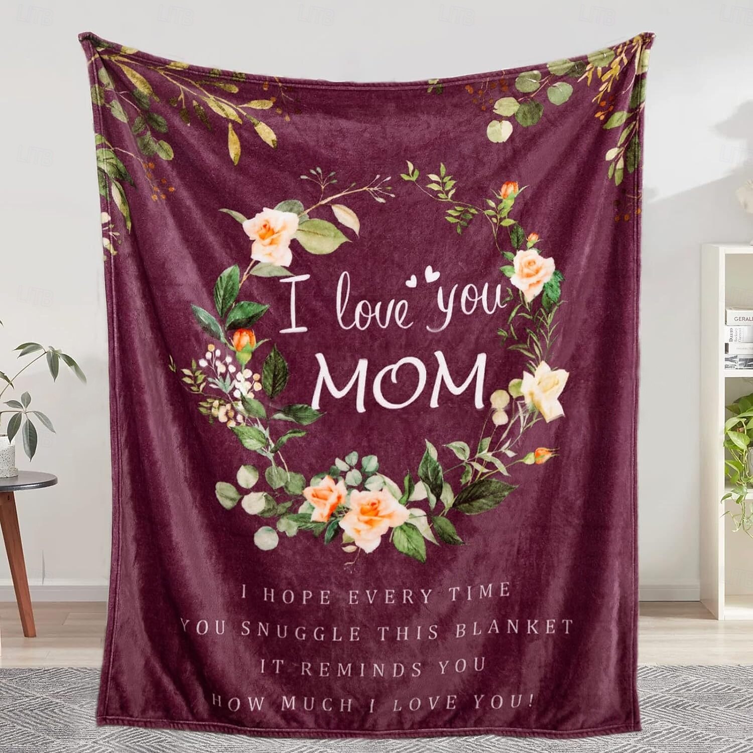 couverture fête des mères, une lettre à maman, cadeau fête des mères, couverture douce et confortable, cadeau parfait pour maman, motif floral ou cœur, chaud et confortable de 2025 ? $19.99 –P2