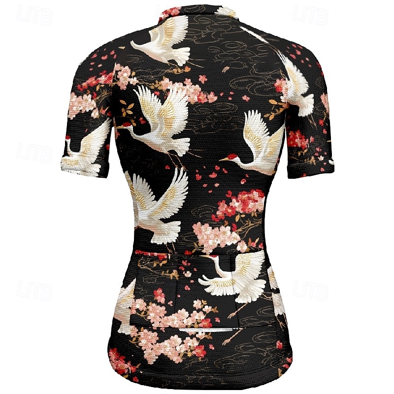 Női Biciklis ruházat Állat Virág Rövid ujjú Kerékpár Póló Dzsörzé 3 hátsó zsebbel Hegyi biciklizés Gyors szárítás Anatómiai tervezés Bélfonalszövet Légáteresztő Sport Fekete Piros Tengerészkék Ruházat 2026 - $23.99 –P4