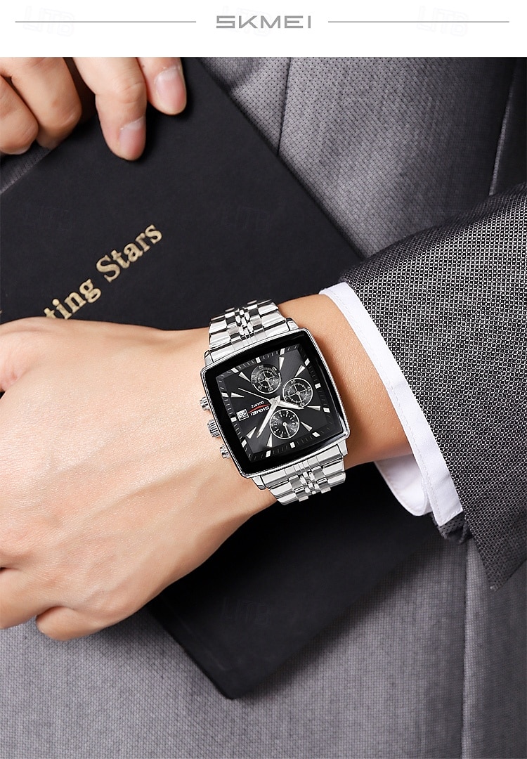 SKMEI Multi Functional Timing Business Men's Watch Waterproof Luminous Calendar Steel Strip Men's Watch 2025 - $39.99 –P12