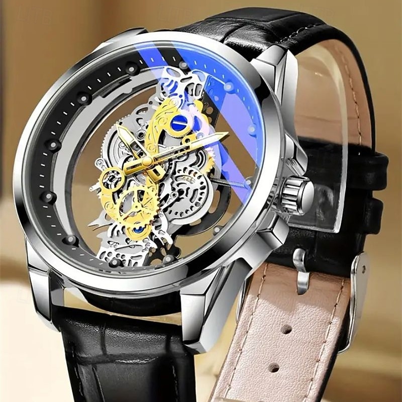 Nou ceas automat complet transparent cu două fețe pentru bărbați timp liber sport afaceri rezistent la apă lumină de noapte ceas stilat 2025 - $31.99 –P3