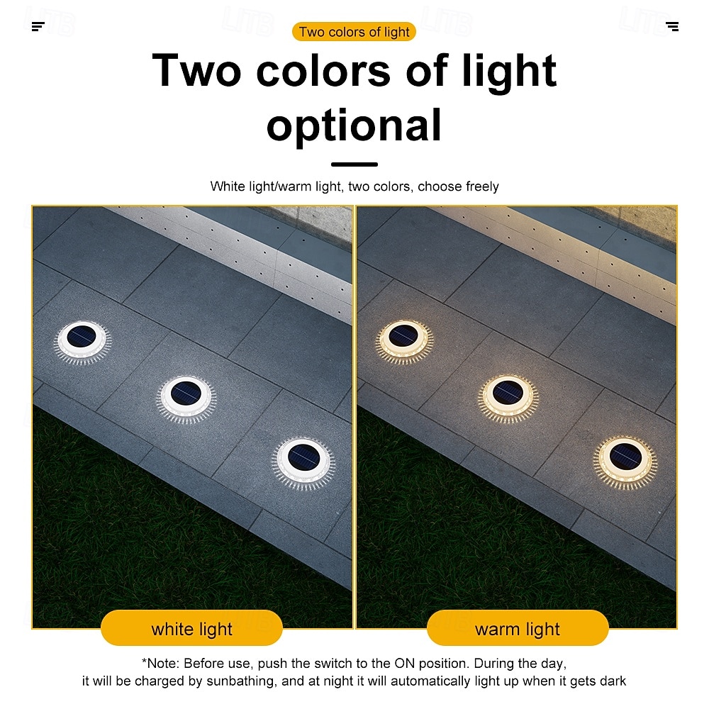 4 шт. светодиодных уличных светильника на солнечных батареях, наземные светильники, точечные светильники для ландшафтного освещения, 16 светодиодов, солнечные дисковые светильники для сада, подземные 2026 - $40.99 –P10