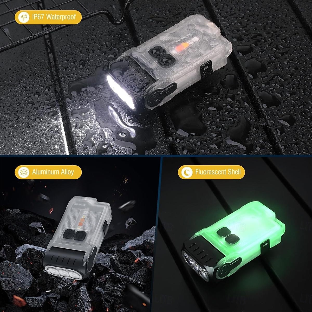 פנס edc קטן חזק edc עם אור אדום לבן חם, בהיר 1200lm usb c נטען 10 מצבים אור פלאש מחזיק מפתחות מיני כיס עם קליפ ip67 עמיד למים 2025 - $39.99 –P7