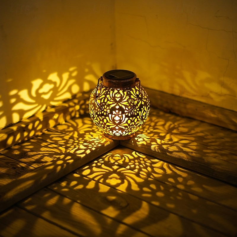 1 pc led im freien wasserdichte solar lichter eisen hohl projektion laterne hof garten rasen landschaft licht dekoration hängen lichter 2026 - $16.49 –P12