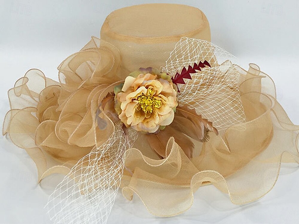 Tocados Organdí Boda Fiesta de Noche Elegante Boda Con Tul Celada Sombreros 2025 - $27.99 –P2