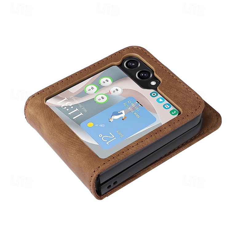 Phone Case For Samsung Galaxy Z Flip 6 Z Flip 5 Z Flip 4 Z Flip 3 Back Cover Card Slot Shockproof Retro TPU PU Leather 2025 - $15.99 –P5