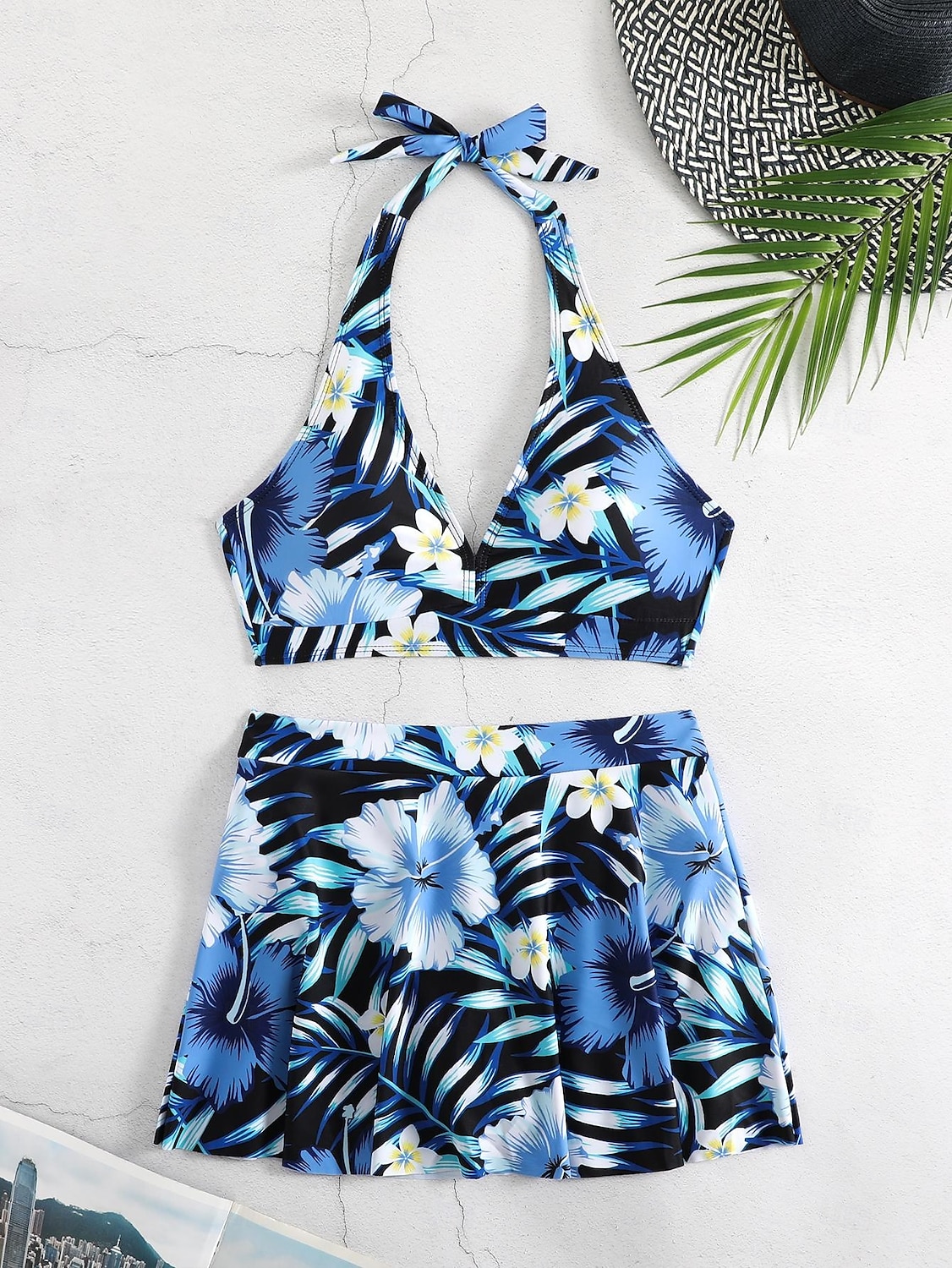 Női Fürdőruha Bikini Tankini 2 darab Merész Fürdőruha Mély-V Push up Kötött Szabadság Tropikus Virágos Paisley Merüljön el Ujjatlan Fürdőruhák 2025 - $25.99 –P5