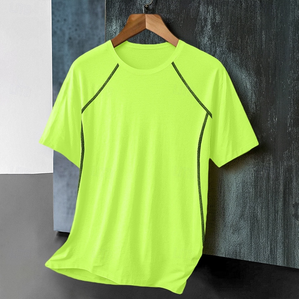 Men's T Shirt Muscle Shirt Moisture Wicking Shirts Short Sleeve Crew Neck Summer Plain Sports Lightweight Sporty Athletic Fitness Gyms Red black White Black Top Tee for Men 2026 - $10.99 –P1