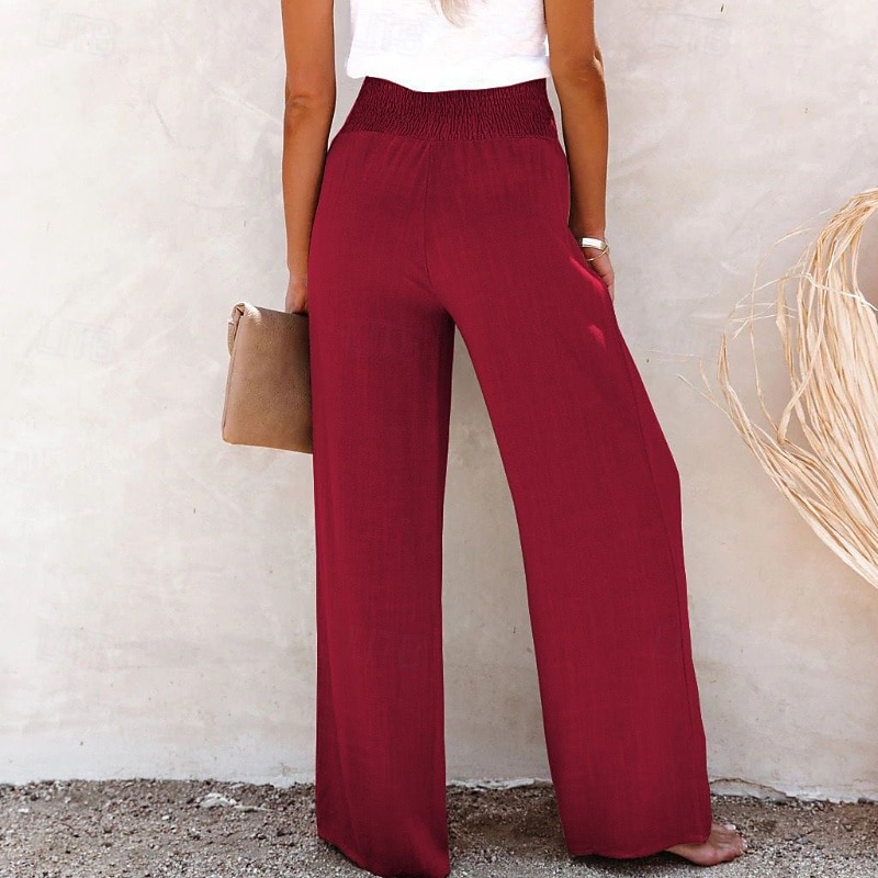 Mujer Pantalones de lino y algodón pantalones Casual Longitud total Cintura Media Plano Cintura elástica Confortable Al Aire Libre Deporte Calle Vino Azul marinero Gris Negro Verano Ajuste regular 2025 - $23.99 –P9