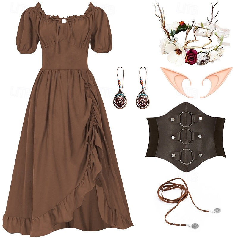 Retro Vintage Mittelalterlich Renaissance Kleid Zubehörset Ren Faire Wikinger Elfen Damen Halloween Karneval Maskerade LARP Erwachsene Kleid Weitere Accessoires Ohrringe 2025 - €58.99 –P6