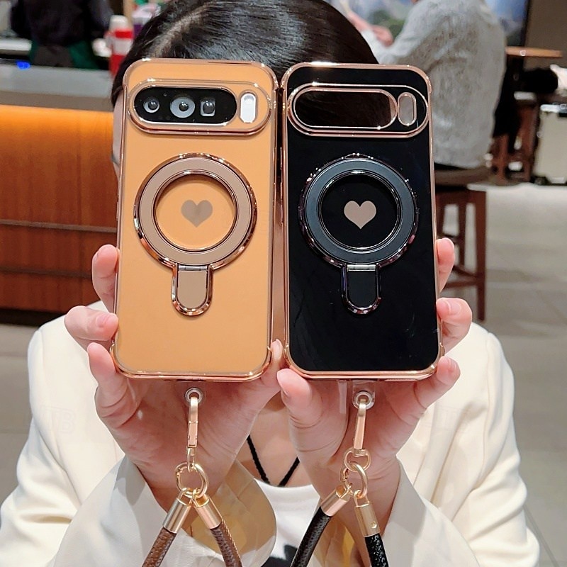 Phone Case For Google Pixel 9 Pro Pixel 9 Pro XL Pixel 8 Pro Pixel 8 Pixel 9 Back Cover with Stand Holder with Wrist Strap Shockproof Retro Plating 2025 - $17.99 –P2