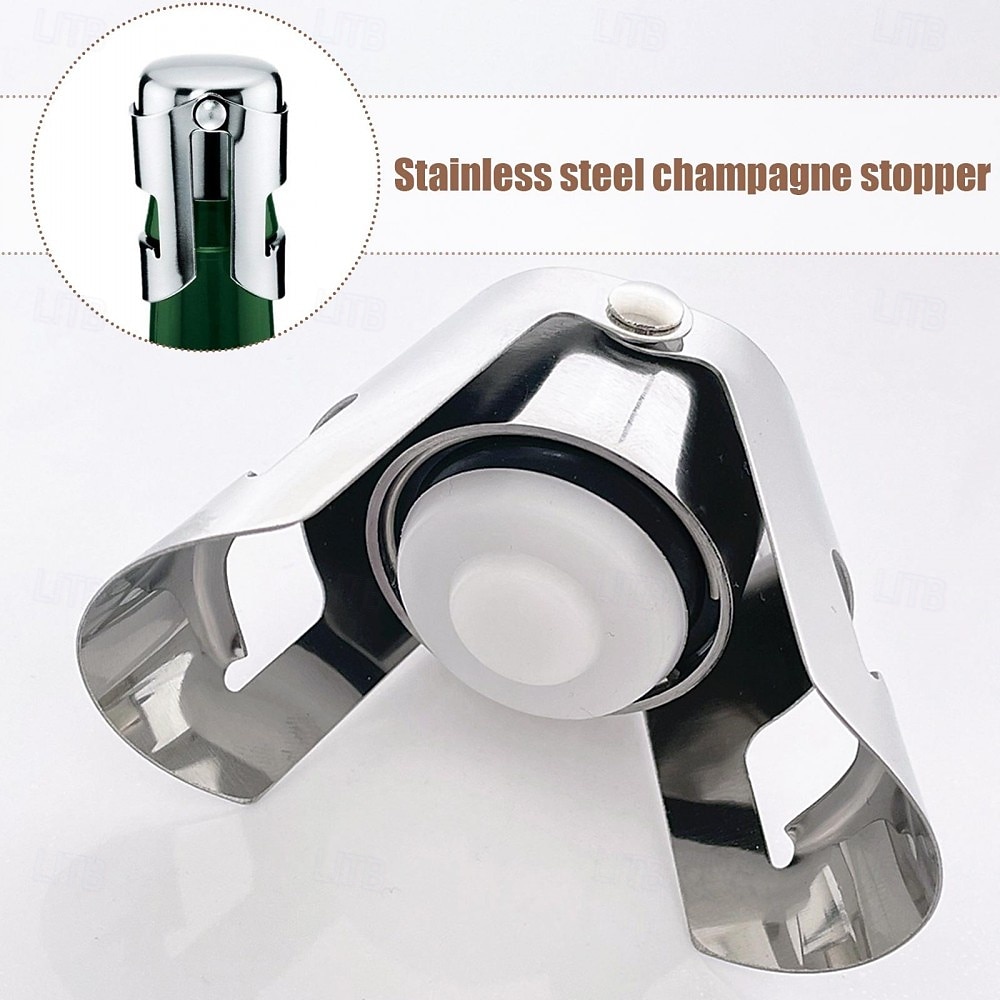 Stainless Steel Champagne Bottle Stopper Vacuum Sealed Sparkling Champagne Wine Bottle Saver Stopper Cap Bottle Opener Bar Tool Portable Stainless Latches Champagne Sparkling Wine Bottle Stopper 2026 - $9.99 –P2
