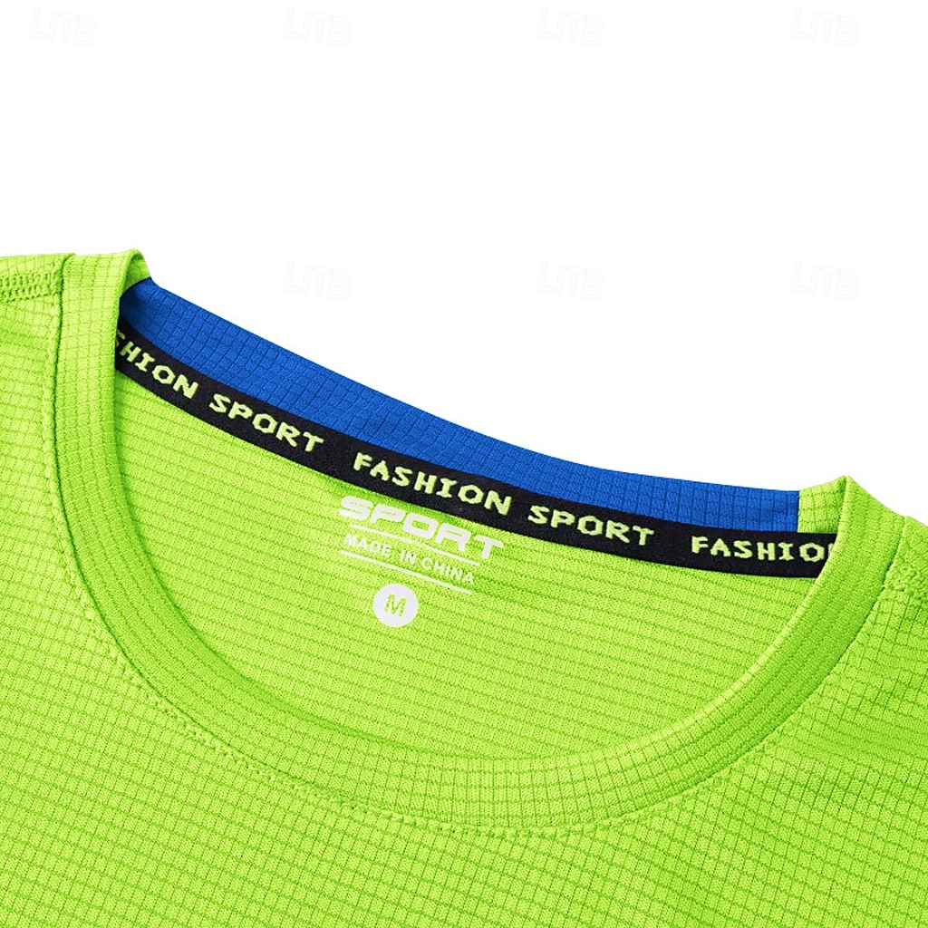 2025年 男性用 Tシャツ マッスルシャツ 半袖 クルーネック 夏 活発的 クラシック スポーツ ランニング ライトブルー ブラック ライトグリーン メンズトップTシャツ  コレクション – $11.49 –P4
