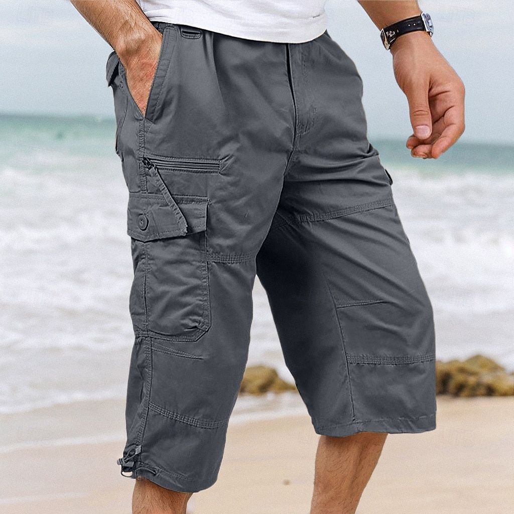 Per uomo Pantaloncini modello cargo Pantaloni modello Capri pantaloncini capri Maglia da escursione Vita elastica Multi tasca Con cintura Liscio Comfort Traspirante Polpaccio Giornaliero del 2025 a $22.99 –P6