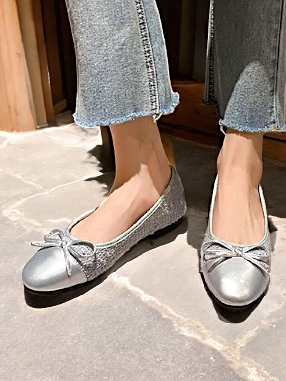 krämbalettkläder för kvinnor med rosett – bekväma slip-on skor med rund tå för vardagsbruk och vardagliga dejter 2025 - $24.99 -P2