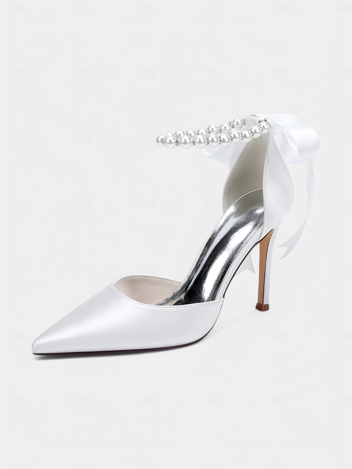 Women's Champagne Satin Wedding Heels with Pearl Ankle Strap - Elegant Bridal & Cocktail Stiletto Pumps 2025 - $59.99 –P1