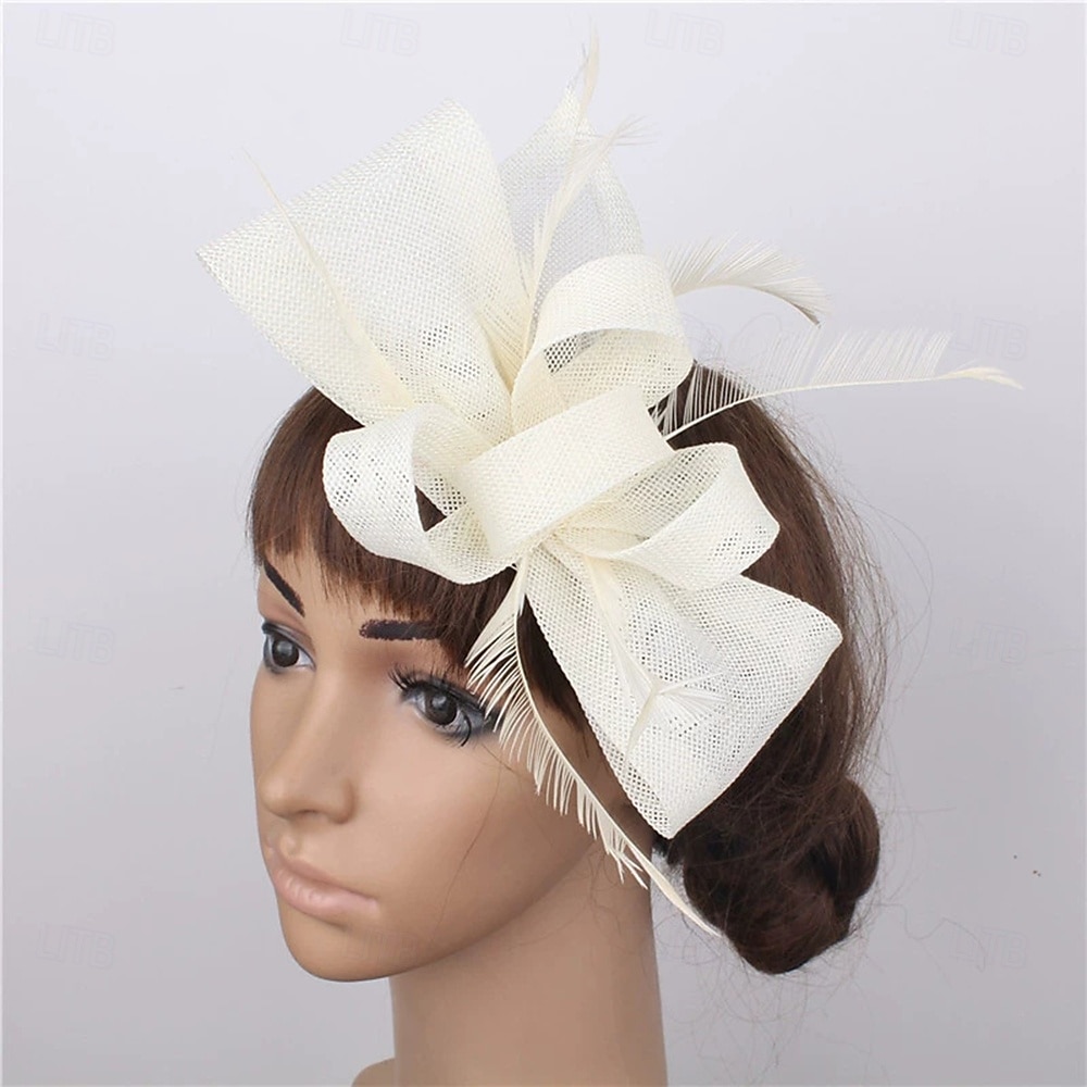 Kopfstück Leinenoptik Federn Hochzeit Abendgesellschaft Elegant Hochzeit Mit Feder Kopfschmuck Kopfbedeckung 2025 - $15.49 –P5