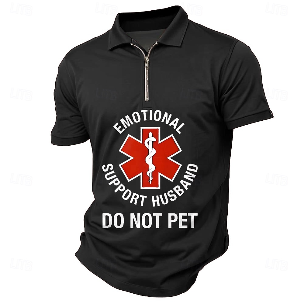 Homme Texte Polos à zip Manche Courte Polos Chemises à Col Occasionnel Extérieur Athleisure Impression 3D Été Noir Rouge Vert foncé de 2025 ? $21.99 –P2