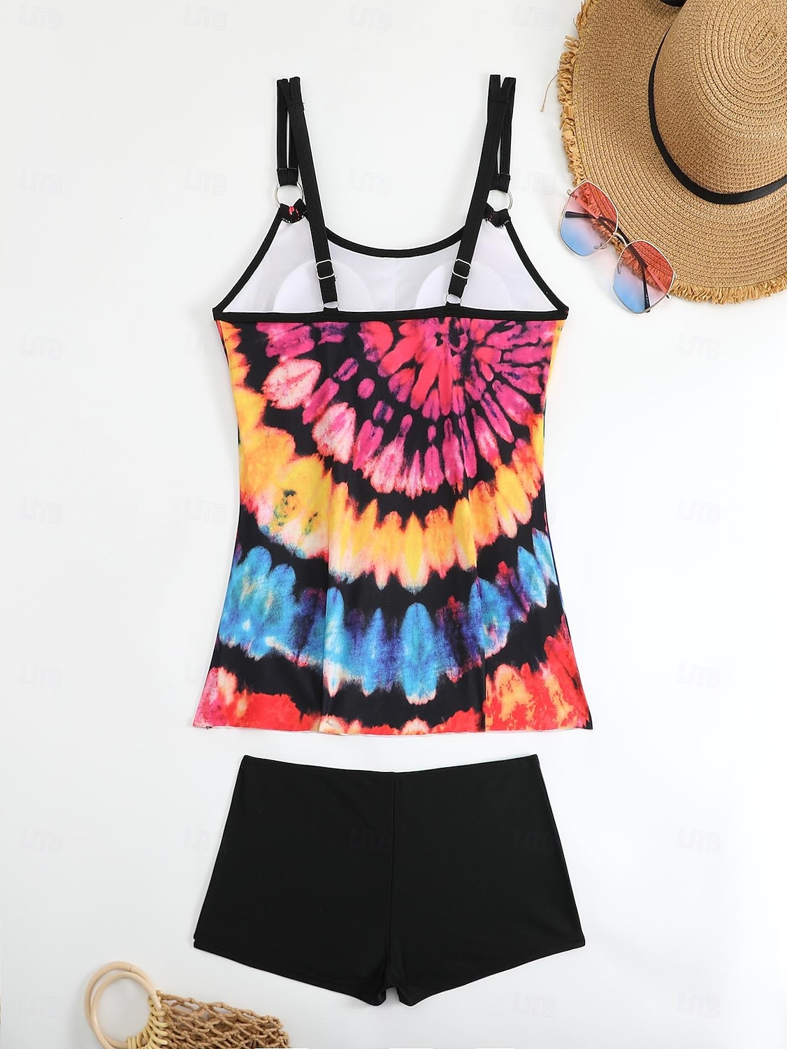 Dam Plusstorlekar Badkläder Tankini 2 st Längre baddräkt Pojkeben Baddräkt Hög midja Stickat Stylish Sportig Paisley Genomskinlig Rund hals Ärmlös Baddräkter 2025 - $24.99 –P4
