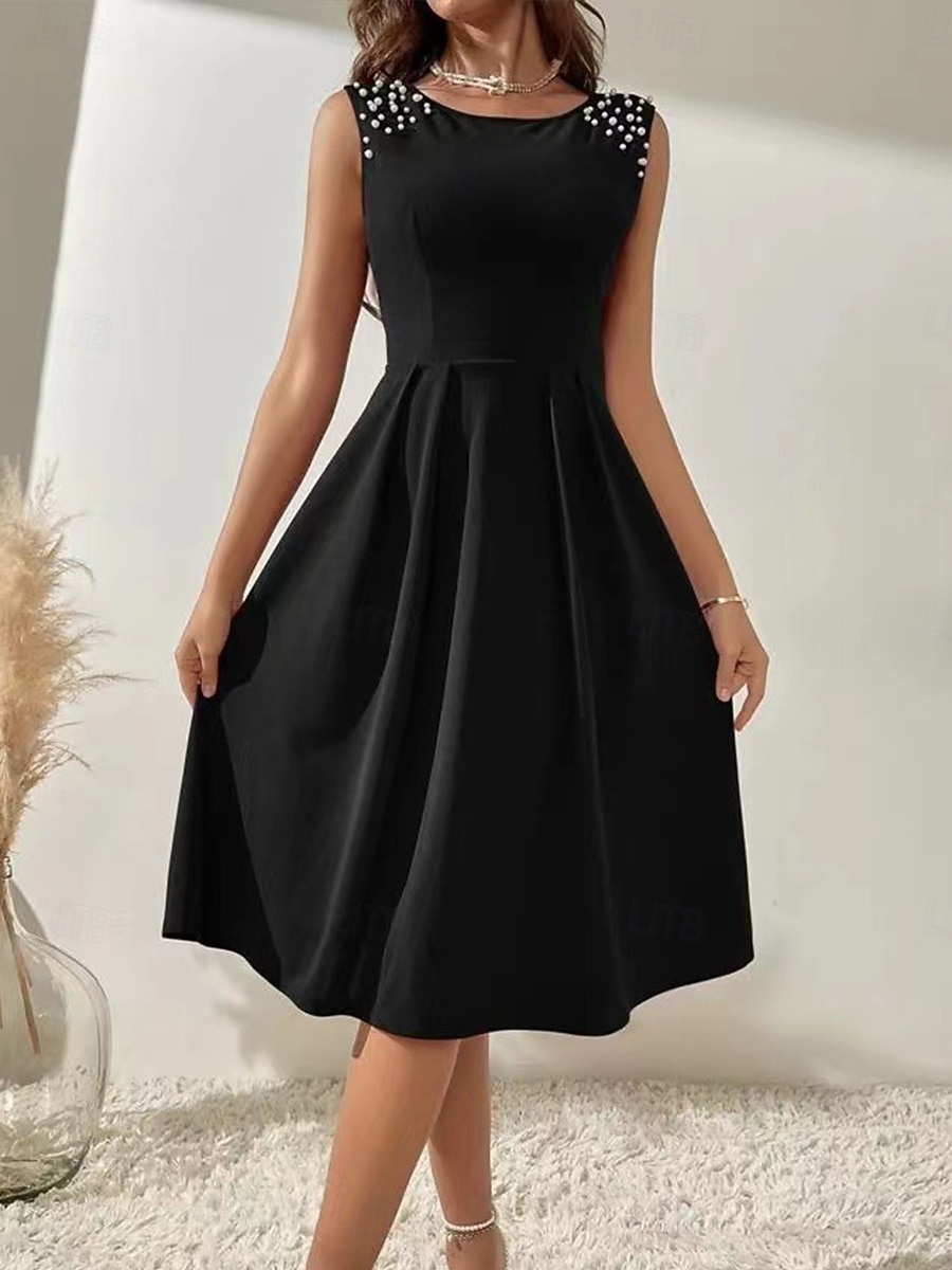 Fit And Flare Mekko Cocktailmekot Juhlamekot Loma Hihaton Tiukka pyöreä kaula-aukko Päivittäin Loma Polyesteri kanssa 2026 - $33.99 –P6