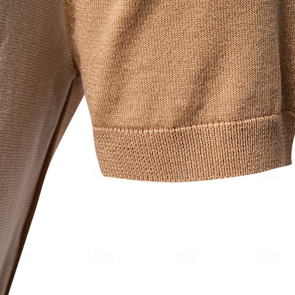 Men's Polo Knit Polo Sweater Formal Work Turndown Short Sleeve Striped Vertical Stripes Stripe Buttons Spring Black Khaki Polo 2026 - $29.99 –P11