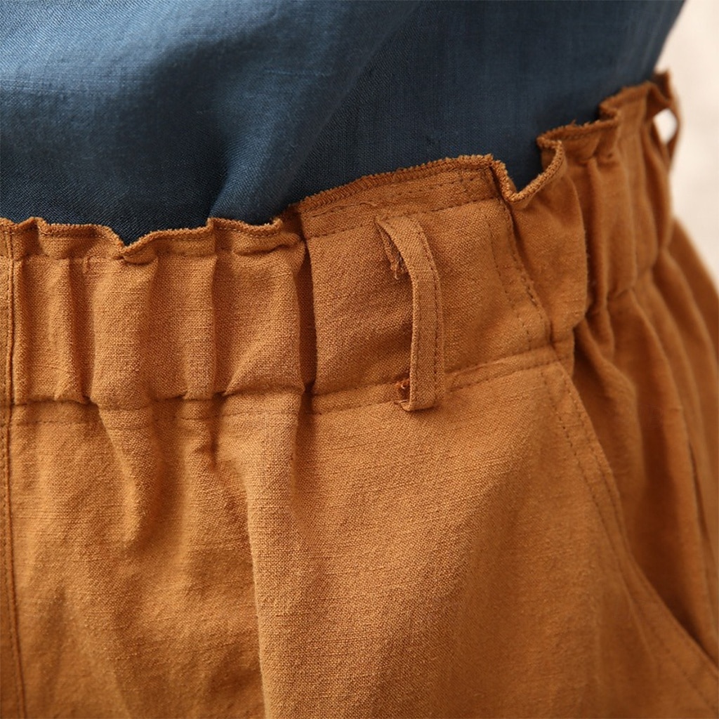 Homens Calças Capri Shorts de linho Shorts de verão Bolsos Com Cordão Cintura elástica Tecido Comprimento da panturrilha Ao ar livre Diário Para Noite Moda Roupa de rua Amarelo Azul Real Sem de 2025 por $23.99 –P3