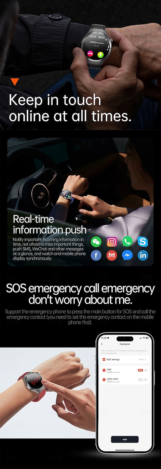 iMosi ET456 Smart Watch 1.56 inch Smartwatch Fitness Running Watch Bluetooth ECG+PPG Temperature Monitoring Pedometer Compatible with Android iOS Women Men Hands-Free Calls Waterproof Media Control 2025 - $63.99 –P12