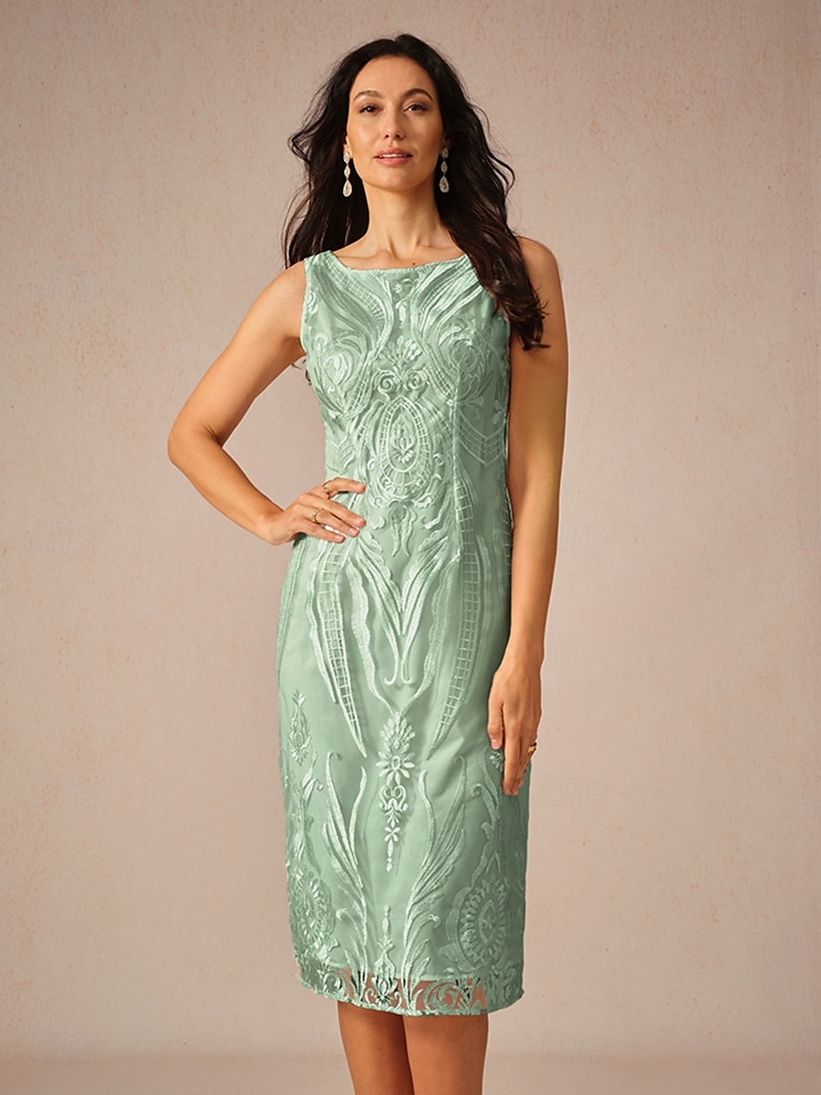 Damen Teelänge Kleid-Set Überwurf Elegant Party Hochzeitsgast Cocktailparty Lässiger Schnitt Halbarm Rundhalsausschnitt Salbeigrün Sommer 2025 - $49.99 –P2