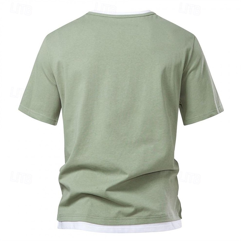 Men's T Shirt Tee Short Sleeve Shirt Tee Top Short Sleeve Crew Neck Summer Plain Fashion Designer Basic Patchwork Vacation Street Going out Black Light Green Dark Grey Top Tee for Men 2025 - $32.99 –P13