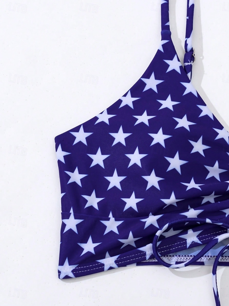 Kvinnors Baddräkter Bikini 2 Delad Cheeky Baddräkt Rygglös Slim Semester Strandkläder Flagga V Nack Ärmlös Baddräkter 2025 - AU $34.79 –P5