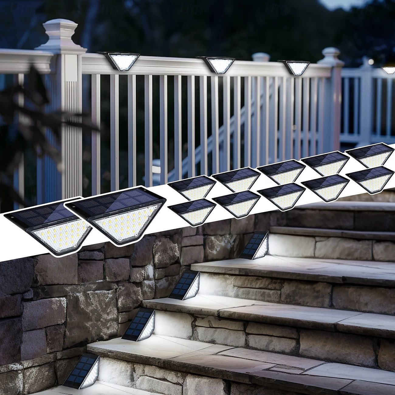 4 stk led solenergi trinn landskapslys utendørs gjerde lys vanntett vegglampe 24leds hjemme hage gang belysning dekorasjon 2025 - $44.99 –P3