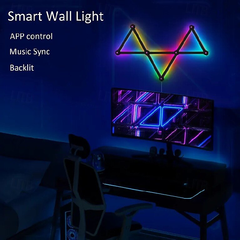 intelligente Wandlichtlinien mit Musiksynchronisation, dimmbare WLAN-Lichtlinien für Schlafzimmer, Wohnzimmer, Gaming, Party, Heimdeko 2025 - $116.99 –P8