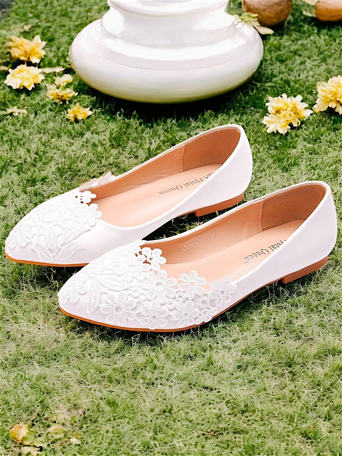 ballerines en dentelle blanche pour mariées - chaussures de mariage élégantes brodées de fleurs de 2025 ? $32.99 –P2