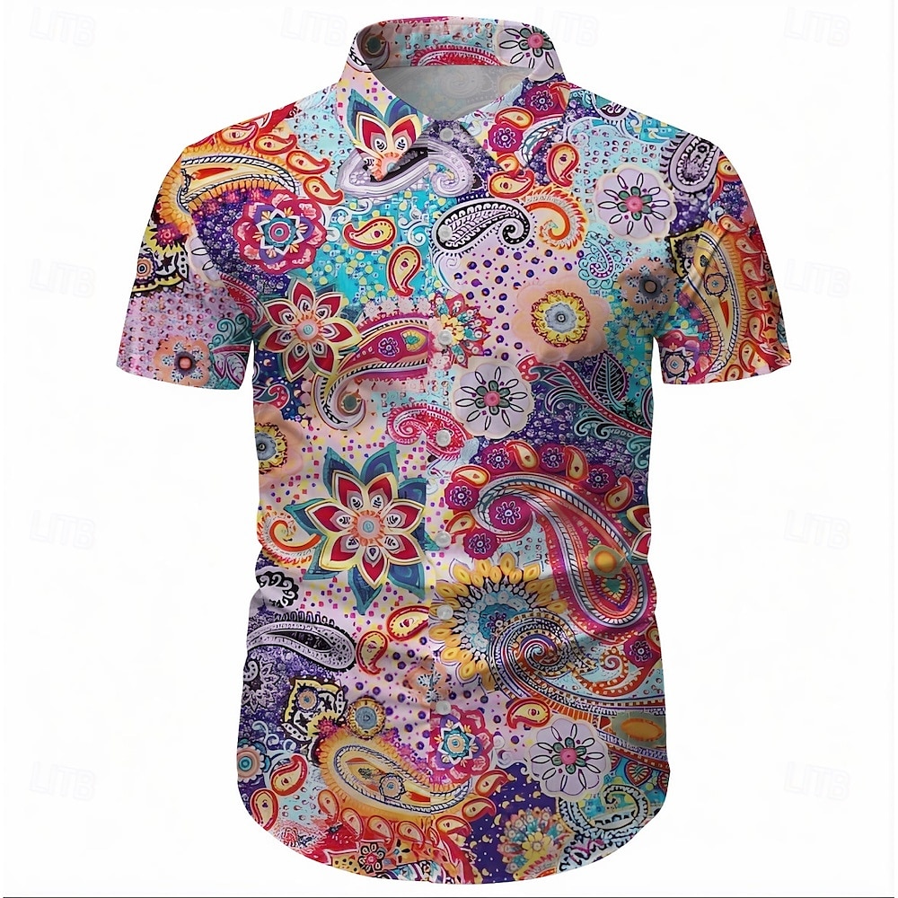 Retro 70. léta Tričko Aloha košile Hippie Disko Kašmírový vzor Geleneksel Pánské Plesová maškaráda Dovolená Párty Pride Parade Dospělé Tričko 2025 - $20.99 –P2
