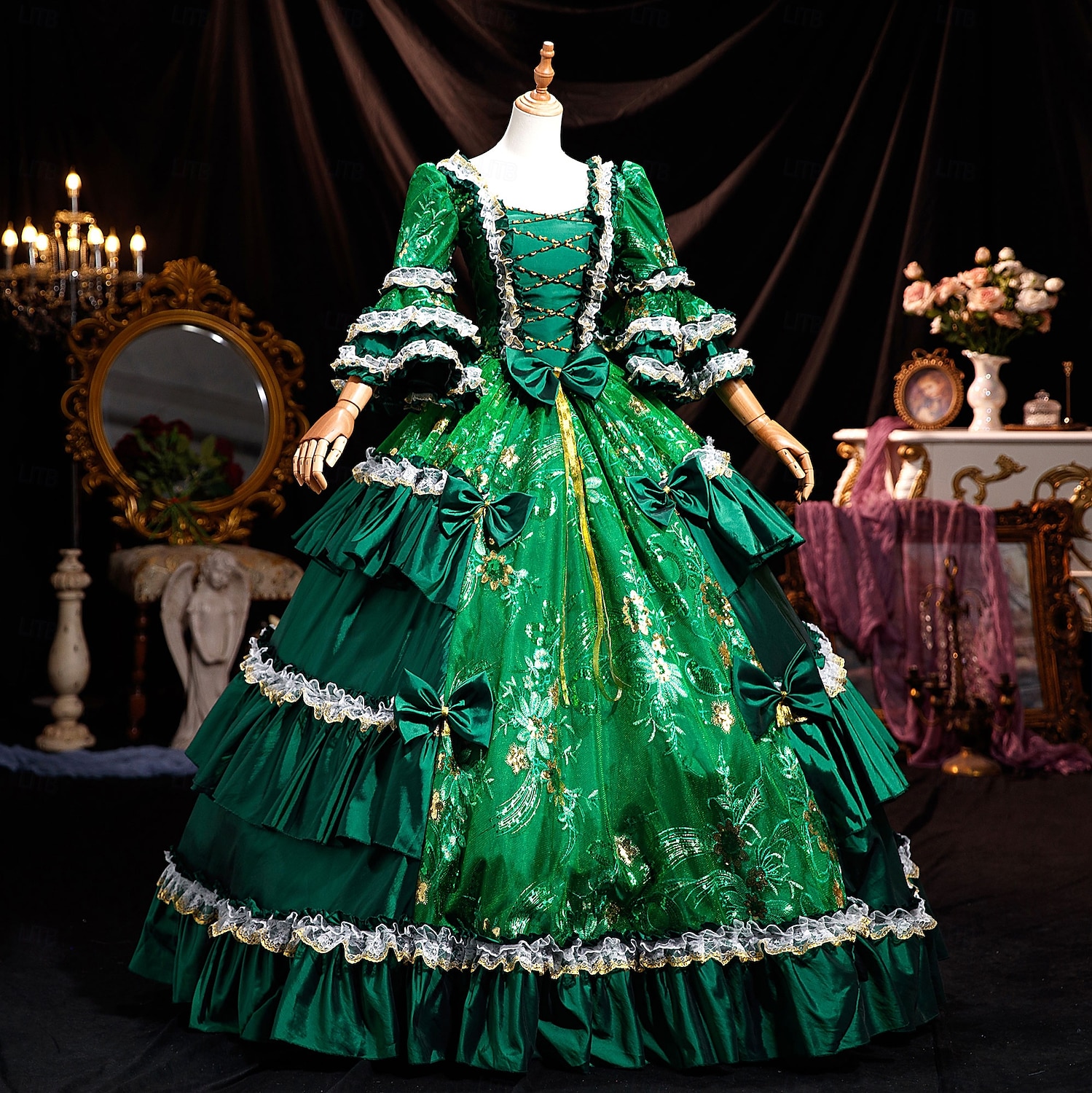 Βίντατζ Ροκοκό Αναγέννησης Μάξι Φορέματα Κανονικό Juliet Πριγκίπισσα Νύφη Πλισέ Μαζεμένο Πριγκίπισσα Στρογγυλή Λαιμόκοψη Φανταχτερή Φόρεμα Γυναικεία Απόκριες Μασκάρεμα Επίδοση Πάρτι Απόκριες Ενήλικες 2026 - $341.09 –P2