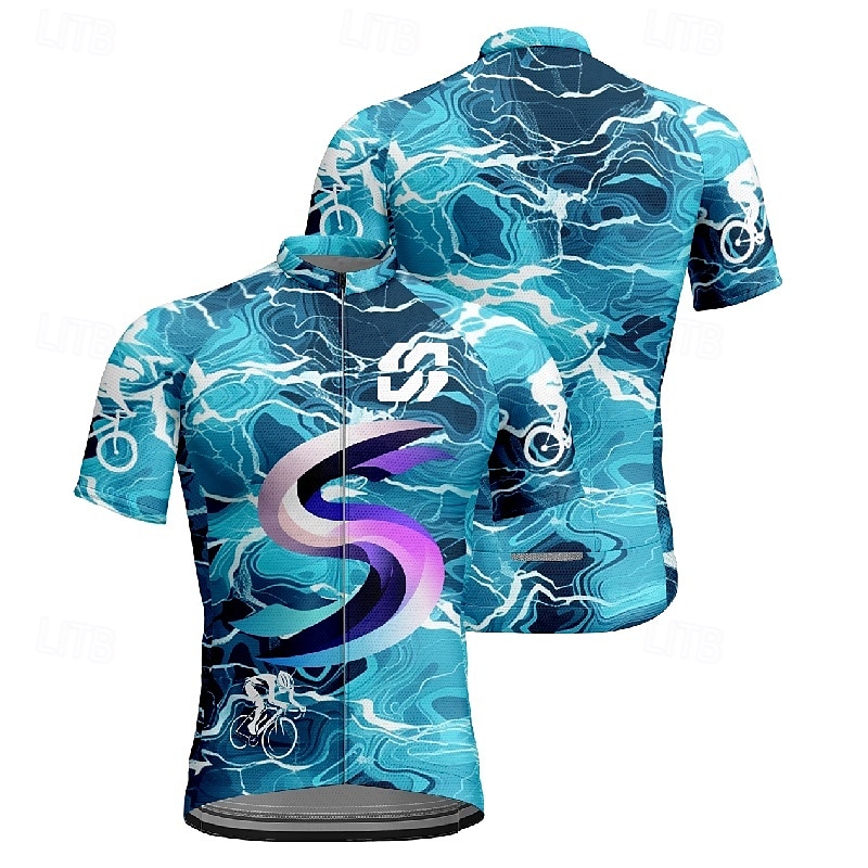 Herr Cykeltröja Kortärmad Cykel T-shirt Tröja med 3 bakfickor Bergscykling Andningsfunktion Snabb tork Anatomisk design Uppsugande Mörk Marin Blå Himmelsblå sporter Kläder 2025 - $20.99 -P7