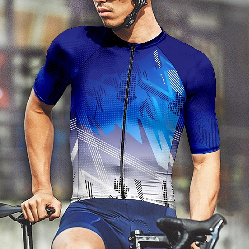 Homme Maillot Velo Cyclisme Manche Courte Cyclisme Tee-shirt Maillot avec 3 poches arrière VTT Vélo tout terrain Respirable Séchage rapide Conception anatomique Mèche Bleu Des sports Vêtement Tenue de 2025 ? $25.99 –P7
