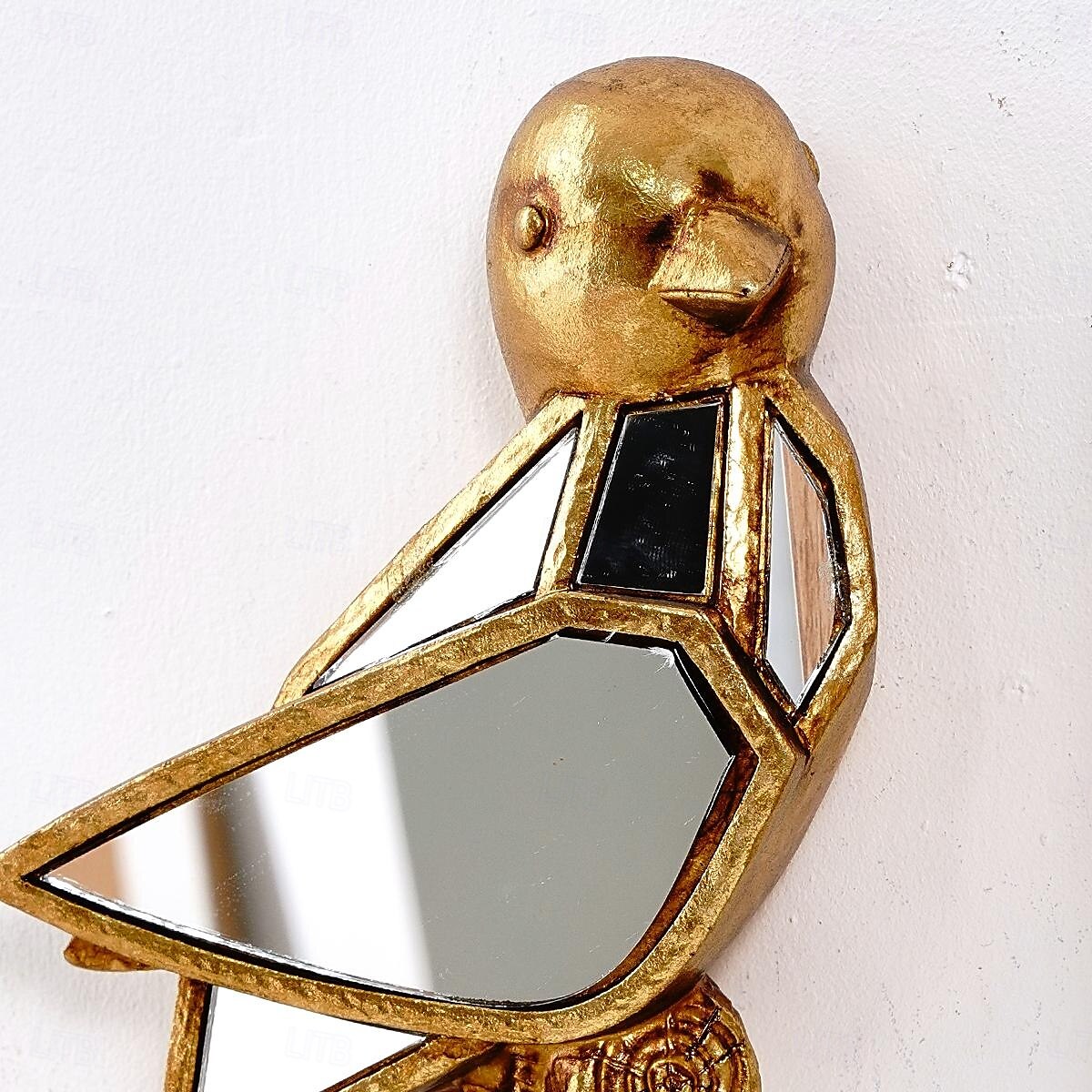 decorazione da parete in resina dorata con passero e cavalletta, design con intarsi a specchio, ornamento unico da appendere per gli amanti degli uccelli, decorazione per la casa, le feste e lo zoo del 2025 a $19.99 –P7