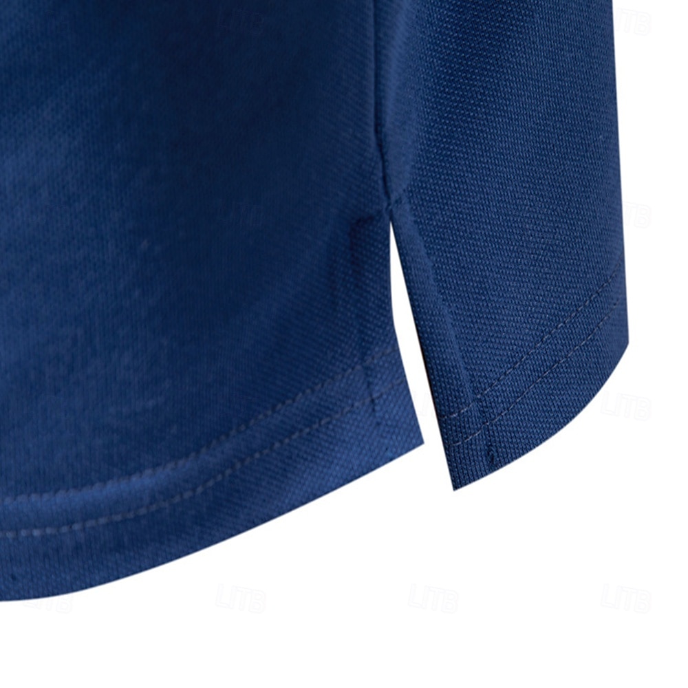 Homens Pólo Polo de malha Formal Trabalho Aberto para a Lateral Manga Curta Floral Botões Estampado Primavera Azul denim Branco Azul Marinha Verde cáqui Azul Claro Pólo de 2026 por $25.99 –P5