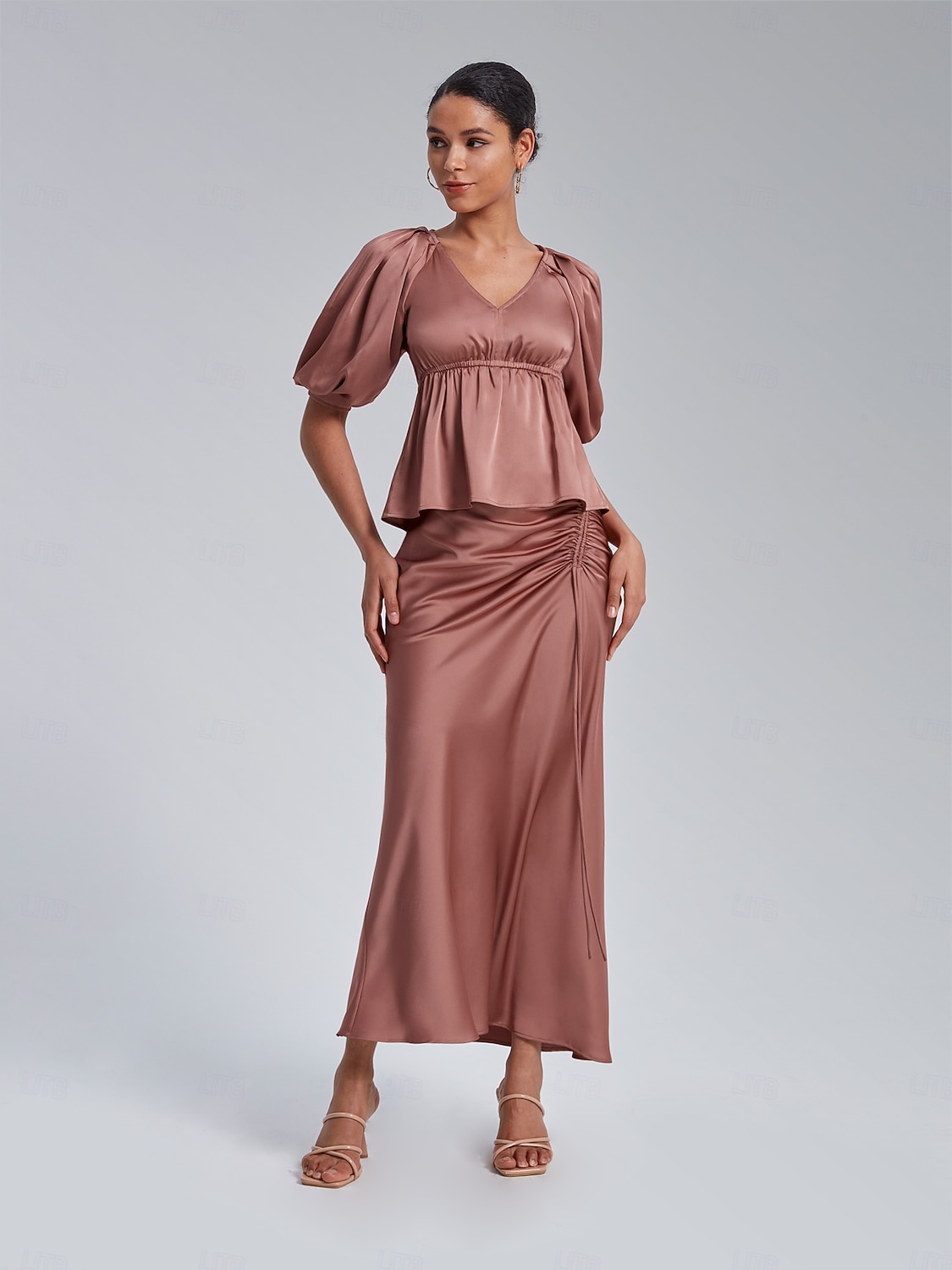 Damen Midi Satin Rosa Röcke Sommer Frühling Vorne binden Rüschen Kordelzug Hoher Taillenbund Elegant Urlaub Modisch Tragen Sie, um zu arbeiten Wochenende Arbeitsmode XS S M 2025 - $89.99 –P2