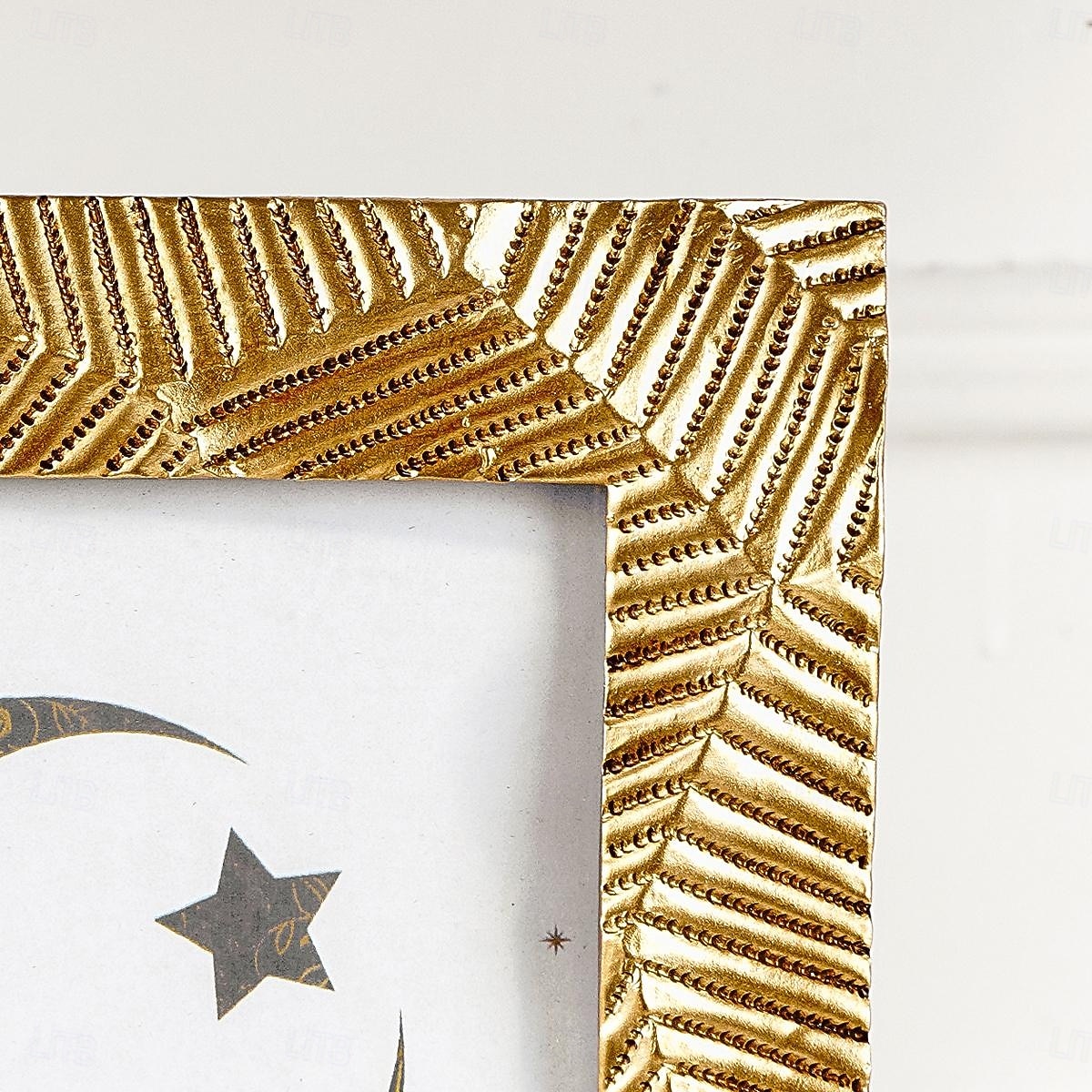 Ramadan Gold Resin Photo Frame, Vintage Picture Frame 4x6, 5x7, 6x8 Inch, Horizontal and Vertical Display, Islamic Festive Home Decor for Bedroom, Study, Office Desk 2025 - $14.49 –P11