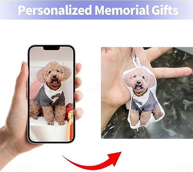 Кастомизированная фотоподушка-брелок для питомца персонализированный дизайн подушки круглое кольцо-брелок для любителя животных подушка для лица в подарок ему/ей/детям/пожилым 2025 - $12.99 –P3