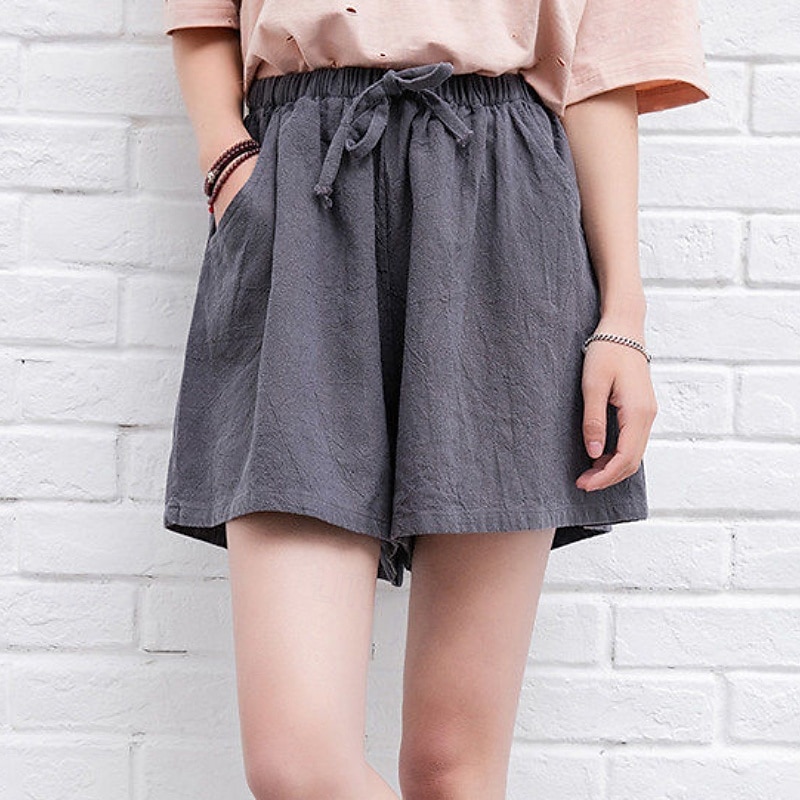 Femmes Short en coton et lin Shorts Slacks Streetwear Occasionnel Court Naturel Uni Avec Poches Conception à cordon élastique Confortable Vacances Rue Carmin Vert forêt Bleu ciel clair Gris Été Coupe de 2025 ? $11.99 –P6