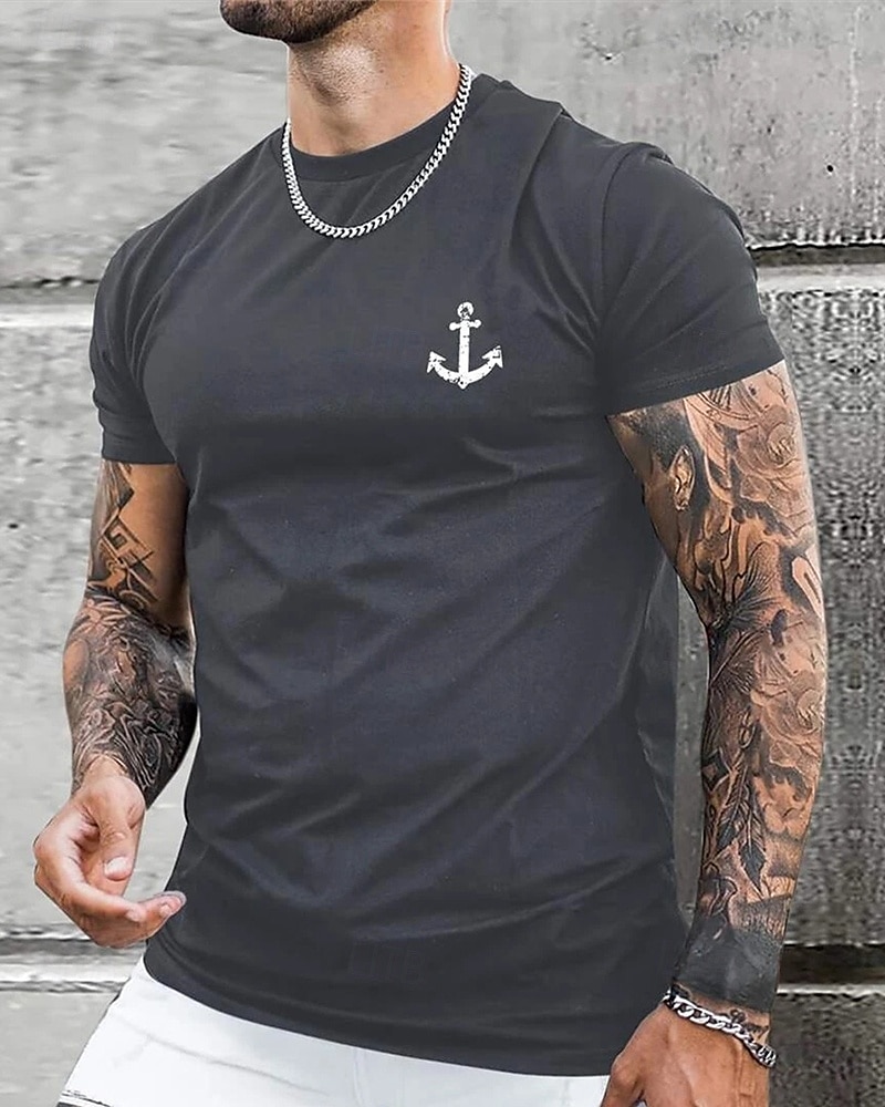 Herren T-Shirt Kurzarmshirt Kurzarm Rundhalsausschnitt Frühling & Herbst Buchstabendruck Mode Designer Druck Urlaub Straße Ausgehen Dunkelgrau Weiß Schwarz Top T-Shirt für Herren 2025 - $15.99 –P7