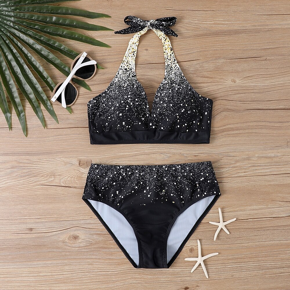 Dam Badkläder Bikini Tankini 2 st Kaxig Baddräkt Djup V-hals Tryck upp Stickat Semester Tropisk Blommig Färgblock Doppa Ärmlös Baddräkter 2025 - $22.99 –P6