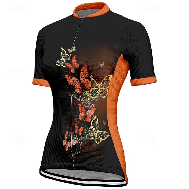 Women's Cycling Jersey Short Sleeve Bike Tee Tshirt Jersey with 3 Rear Pockets Mountain Bike MTB Breathable Quick Dry Anatomic Design Wicking Blue Fuchsia Orange Butterfly Sports Clothing Apparel 2025 - $23.99 –P8