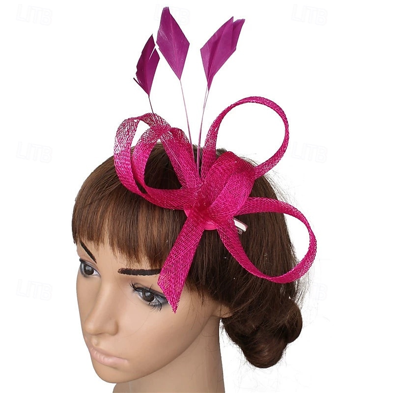 Kopfstück Federn Sinamay Hochzeit Abendgesellschaft Elegant Hochzeit Mit Feder Kopfschmuck Kopfbedeckung 2025 - $16.49 –P4