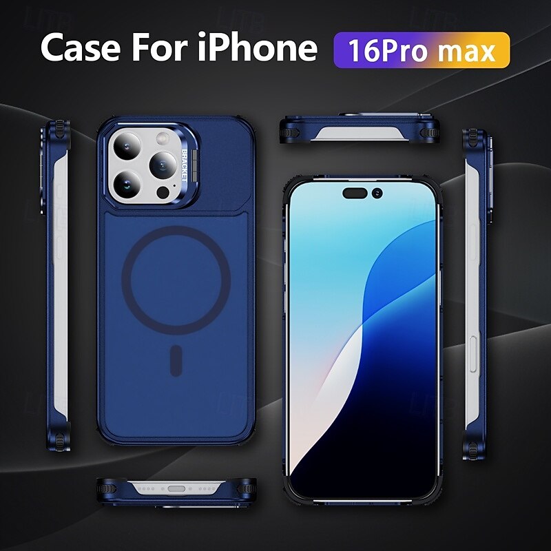 2025年 電話 ケース 用途 iPhone 16 Pro Max プラス iPhone 15 プロマックスプラス iPhone 14 13 12 Pro Max Plus バックカバー スタンド付き 磁石バックル ワイヤレス充電をサポート レトロ風 メタル コレクション – $39.99 –P1